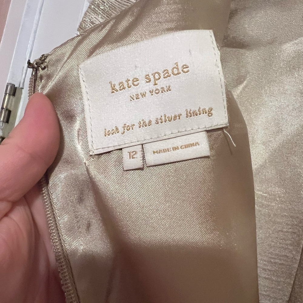 KATE SPADE • GOLD TINSEL STRIPE DRESS - Picture 6 of 8